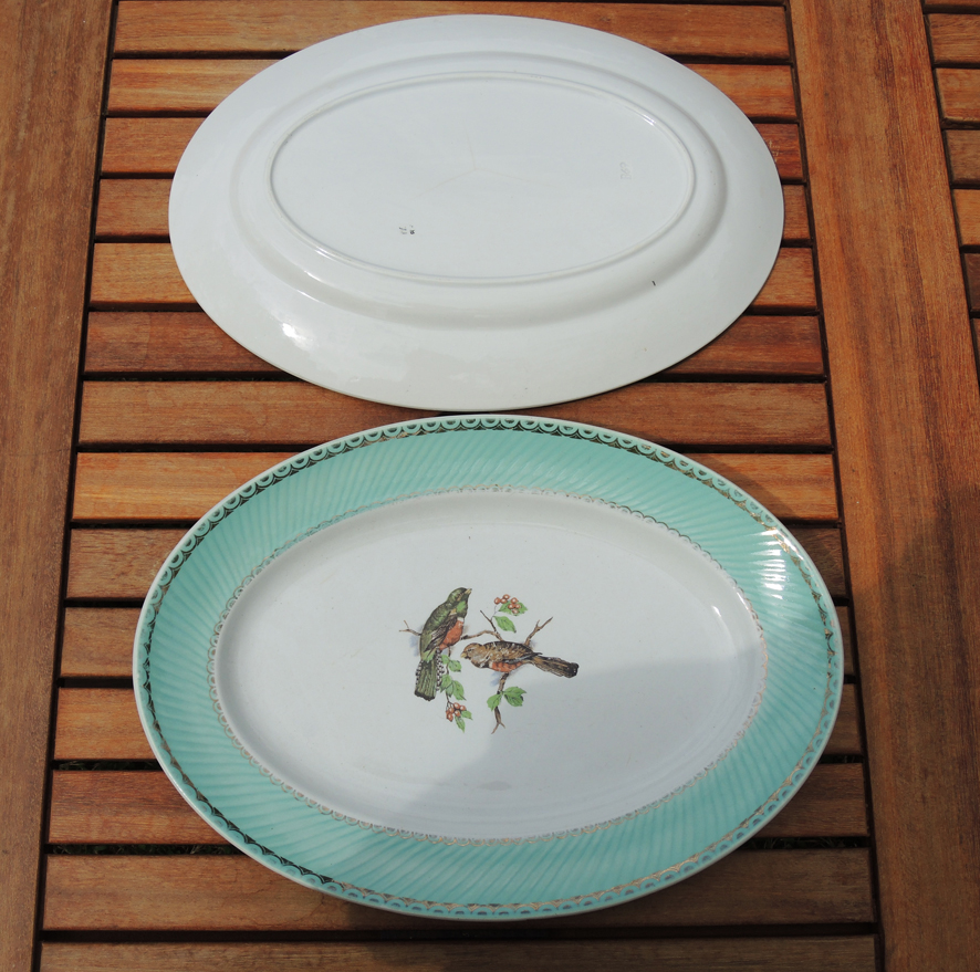 Ancien plat ovale Badonviller déco florale art table Badonviller french antique
