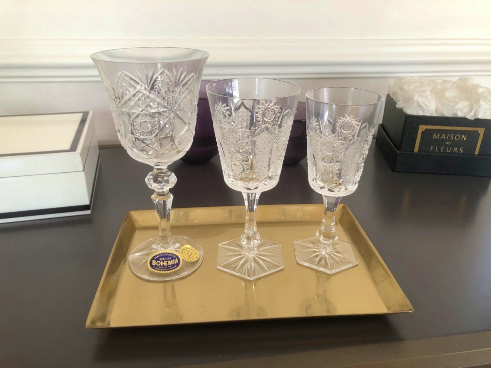 Vends 36 verres en cristal de boheme état neuf sur Gens de Confiance